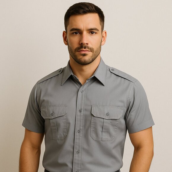 Pilot-style shirt in steel grey - made in 🇨🇦 - Picture 6 of 7